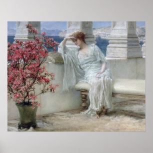 Alma-Tadema henne ögon är med henne tankar? Poster