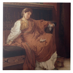 Alma-Tadema Lesbia som gråter över en Sparrow Kakelplatta