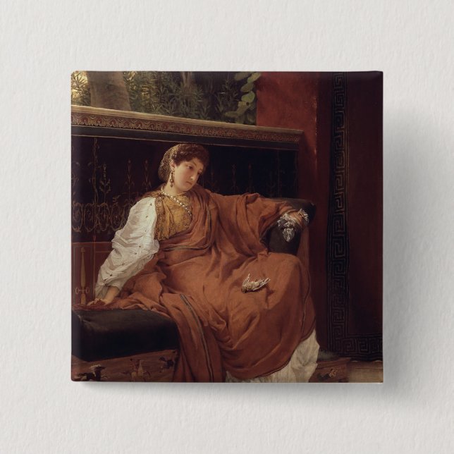 Alma-Tadema | Lesbia som gråter över en Sparrow Knapp (Framsida)