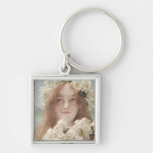 Alma-Tadema sommar som erbjuder, 1894 Fyrkantig Silverfärgad Nyckelring