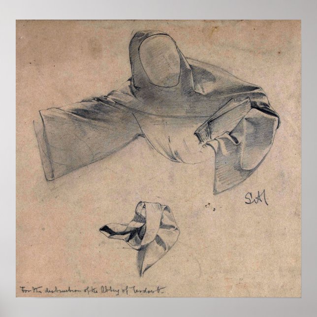 Alma-Tadema - Studier för klädet av en Fleei... Poster (Framsidan)