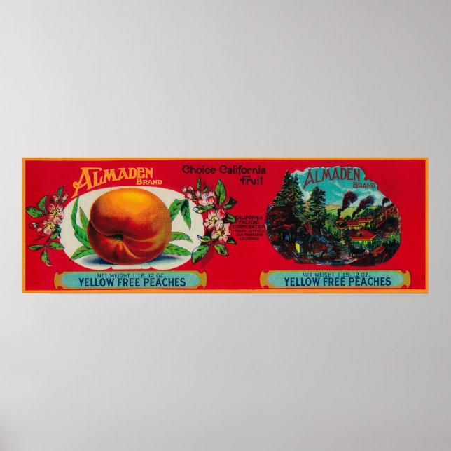 Almaden Peach Label Poster (Framsidan)