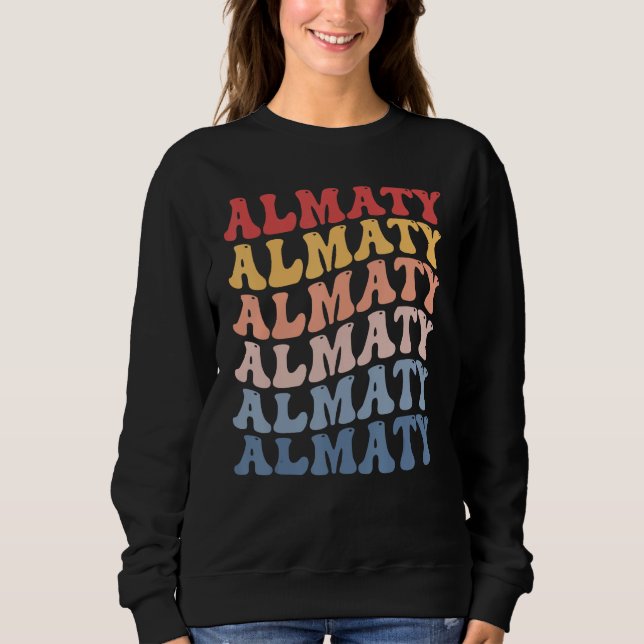 Almaty City Groovy Retro T Shirt (Framsida)