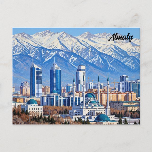 Almaty Kazakstan Travel Vykort (Framsida)