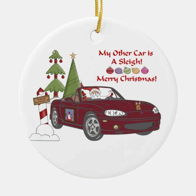 ALMC-Santas Sleigh-Förkopprar Julgransprydnad Keramik (Framsidan)