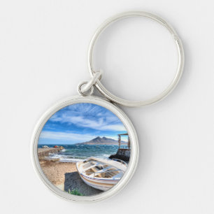 Almería La Isleta Del Moro   fördärvar Rund Silverfärgad Nyckelring