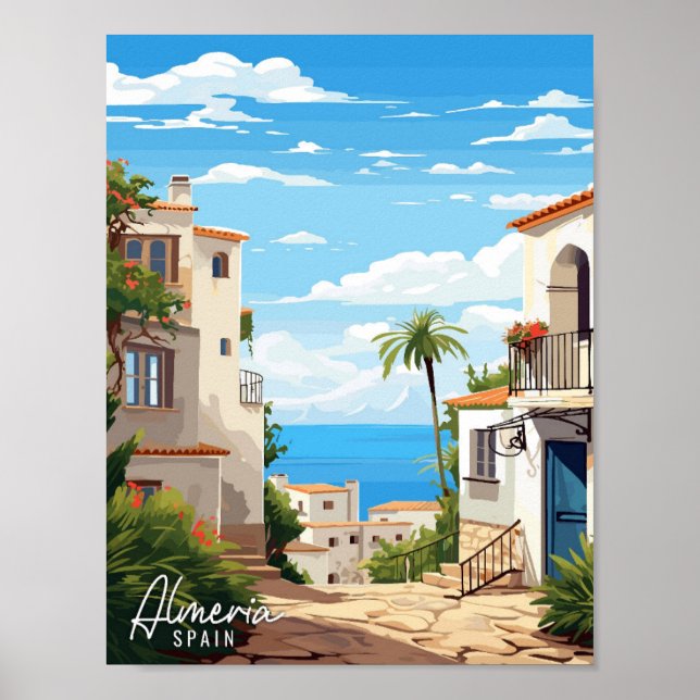 Almeria Spain Art vintage resor illustration Poster (Framsidan)
