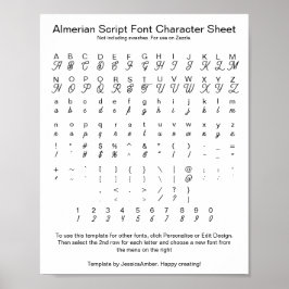 Almerian Script Teckensnittstecken Lakan för Zazzl Poster