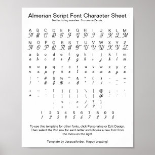 Almerian Script Teckensnittstecken Lakan för Zazzl Poster