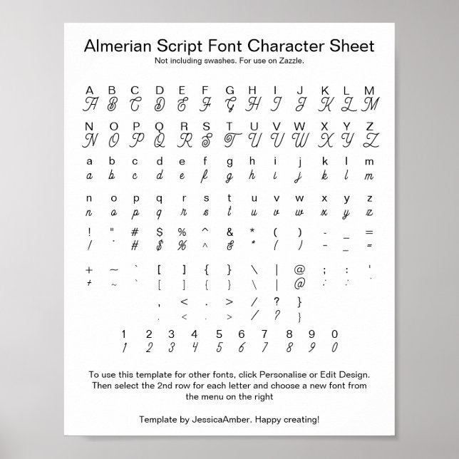 Almerian Script Teckensnittstecken Lakan för Zazzl Poster (Framsidan)