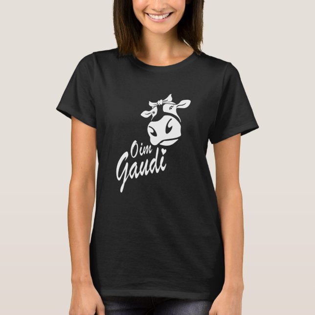 Almhütte Oim Gaudi Mountain Cow Hiking Dialect Mil T Shirt (Framsida)