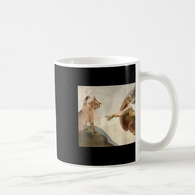 Almighty Slap Lund Cat God Creation of Adam Meme Kaffemugg (Höger)