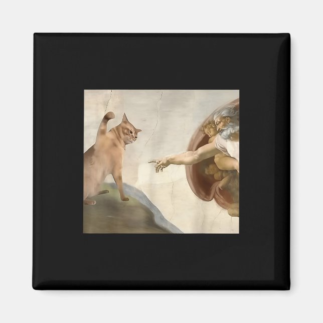 Almighty Slap Lund Cat God Creation of Adam Meme Magnet (Framsidan)