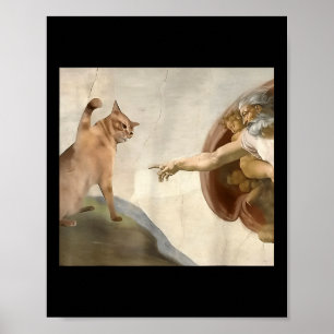 Almighty Slap Lund Cat God Creation of Adam Meme Poster