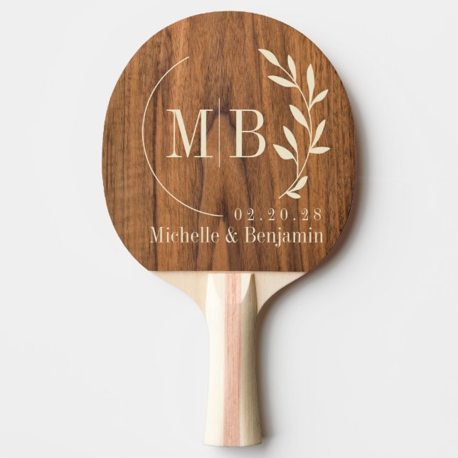 Almöblad Bröllopsmonogram Pingisracket (Framsidan)
