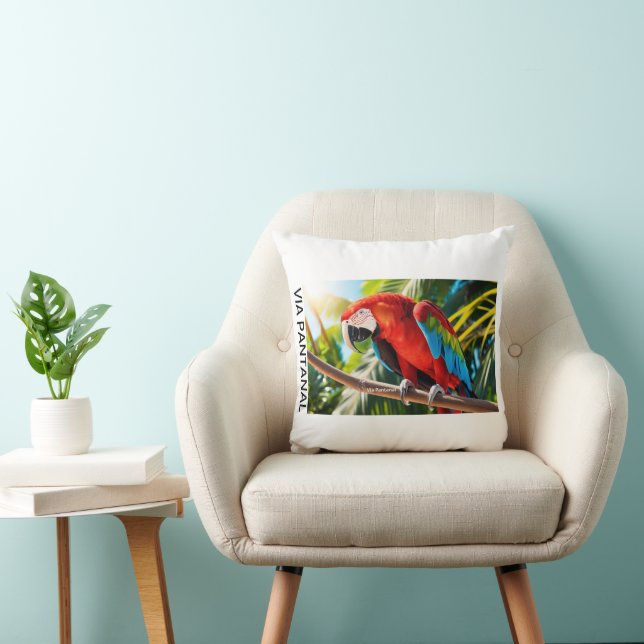 Almofada 40,6 cm x 40,6 cm Arara Vermelha Kudde (Stol)