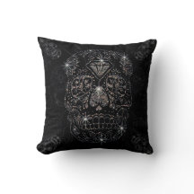 Almofada / Black Pillow 40x40cm diamond Skull