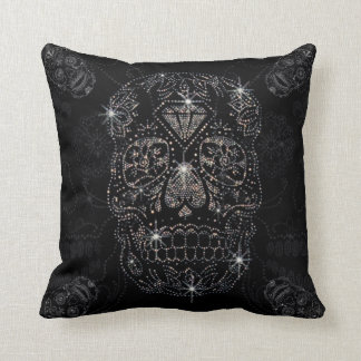 Almofada / Black Pillow 40x40cm diamond Skull Kudde