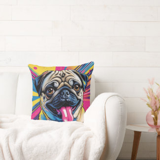 Almofada em Pop Art de Pug 01  Kudde