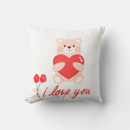 almofada estampada urso com coração romântico kudde