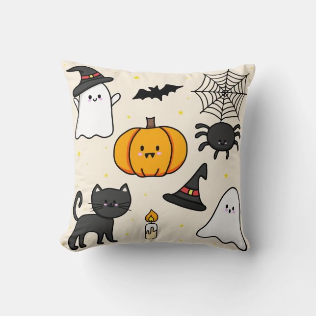 Almofada fofa com desenho Happy Halloween Kudde (Framsida)