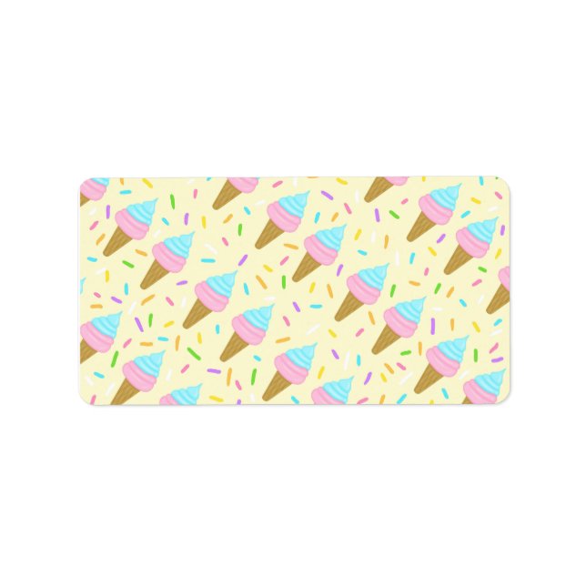 Almofada fofa com estampa contínua de sorvetes adressetikett (Framsidan)