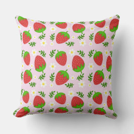 Almofada fofa design contínuo morangos fundo rosa kudde