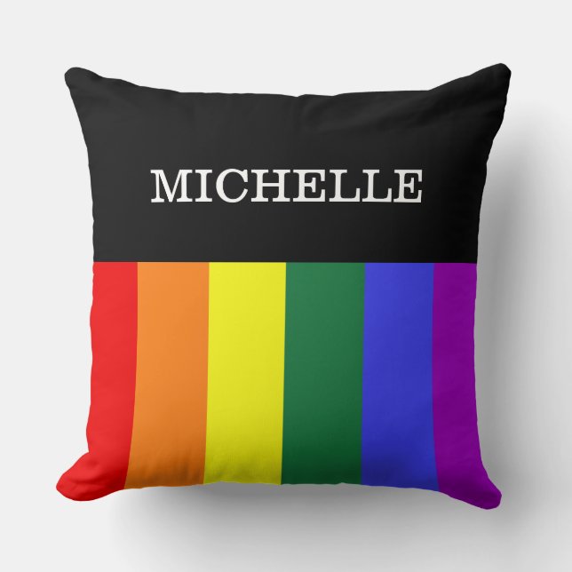 Almofada Grande Orgulho Gay Rainbow Personalizado Kudde (Framsida)
