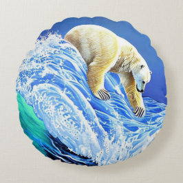 Almofada Image: Polar bear in the sea. Rund Kudde