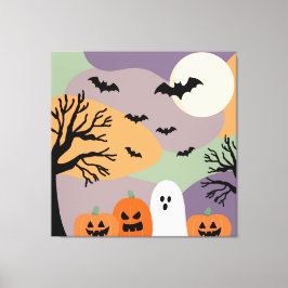 Almofada noite de halloween abóboras e fantasmas canvastryck