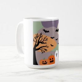 Almofada noite de halloween abóboras e fantasmas kaffemugg