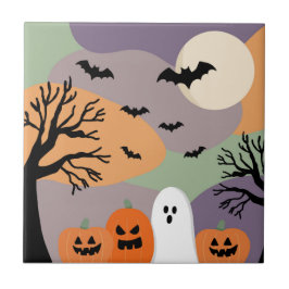 Almofada noite de halloween abóboras e fantasmas kakelplatta