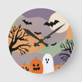 Almofada noite de halloween abóboras e fantasmas rund klocka