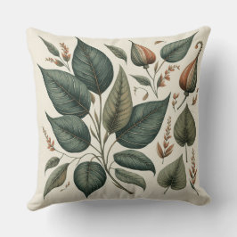 almofada quadrada estampada com folhas  kudde