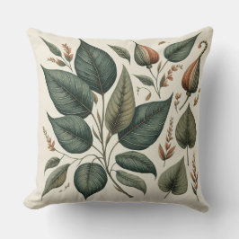 almofada quadrada estampada com folhas  kudde