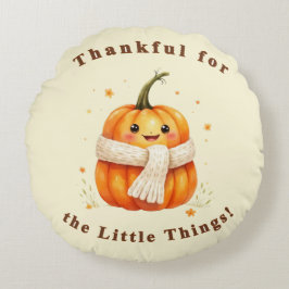 Almofada Redonda Abobrinha Feliz "Thankful " Rund Kudde