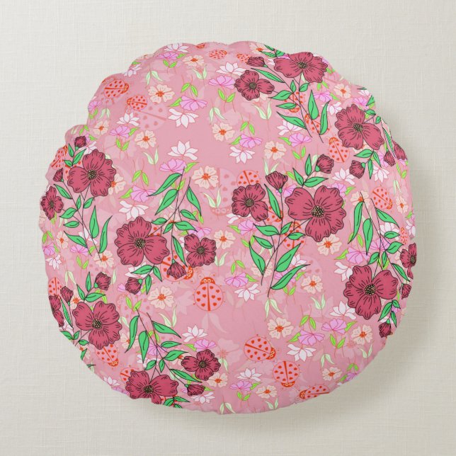 Almofada Redonda Jardim de flores Rund Kudde (Framsidan)