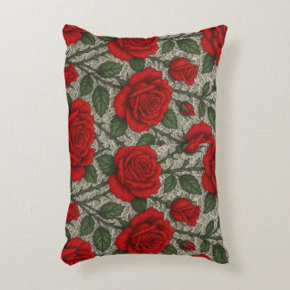 Almofada  Rosas Vermelhas sobre Renda Branca artes Prydnadskudde