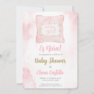 Almohada Baby Shower Girl på spanska Inbjudningar