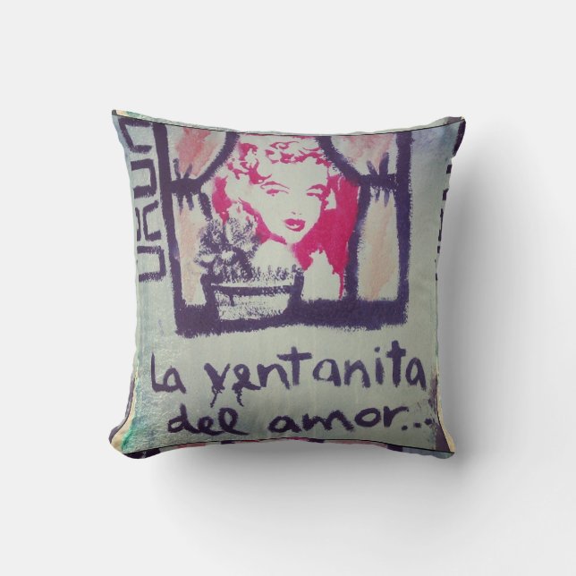 Almohada street art la ventanita del amor kudde (Framsida)