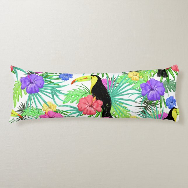 Almohada Tucanes Y Flora Tropical Kroppskudde (Framsidan)