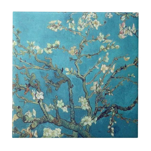 Almond Blommar Berömd Painting Van Gogh Kakelplatta (Framsidan)