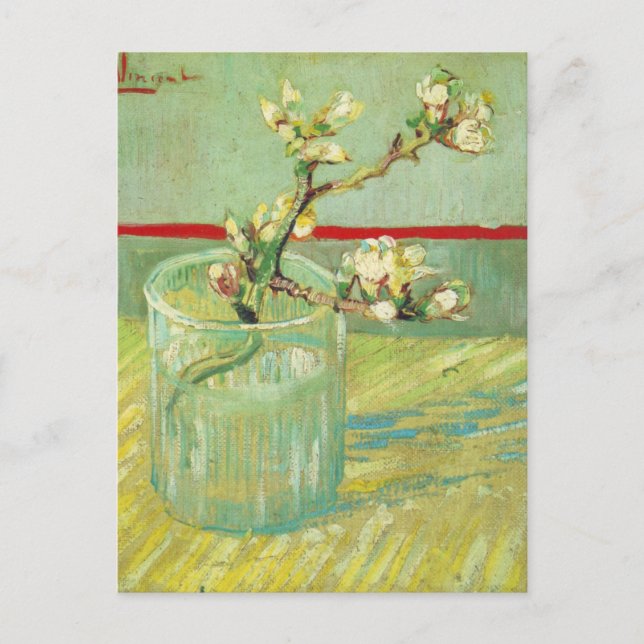 Almond Blommar Grenar i Glass Van Gogh Fine Art Vykort (Framsida)
