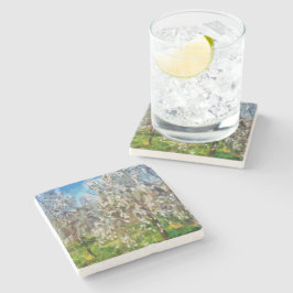 Almond Blommar Pointillism Dot Art Painting Stenunderlägg