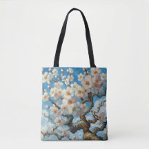 Almond Blommar Tote Bag Oljemålning Stil