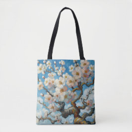 Almond Blommar Tote Bag Oljemålning Stil Tygkasse