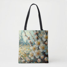 Almond Blommar Tote Bag Pastel Oljemålning Stil