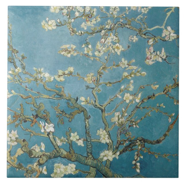 Almond Blommar Van Gogh Kakelplatta (Framsidan)