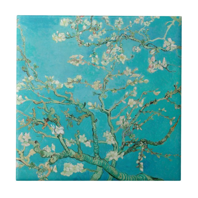 Almond Blommar Van Gogh Kakelplatta (Framsidan)