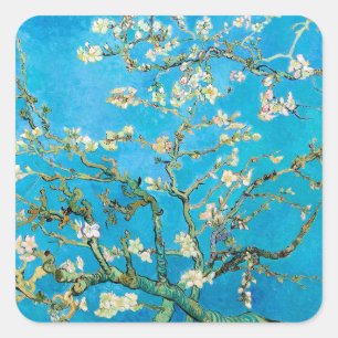 Almond Blommar Vincent van Gogh Fyrkantigt Klistermärke